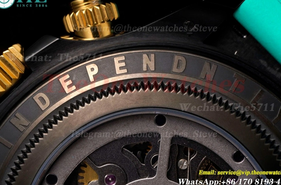 N6F Skeleton DLC Rubber 40mm Green RU DD4130 Dial Blaken On Daytona 0328